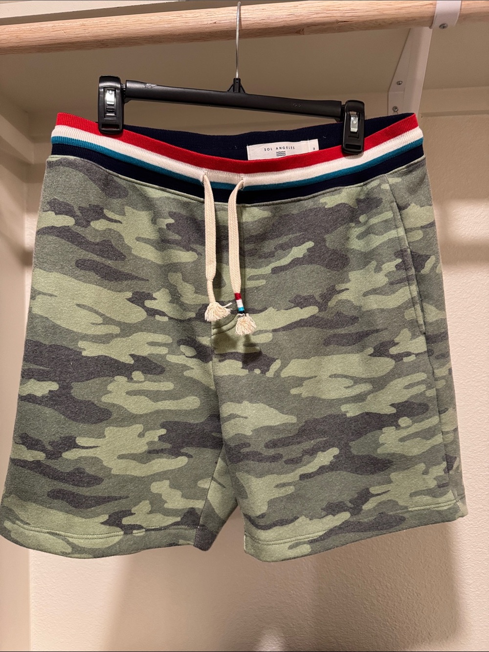 Sol Angeles Men's Camouflage Athletic Shorts with Striped Waistband